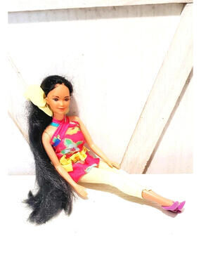 Tropical Miko Hawaiian Beauty Long Black Hair 80s Vtg Barbie Mattel
